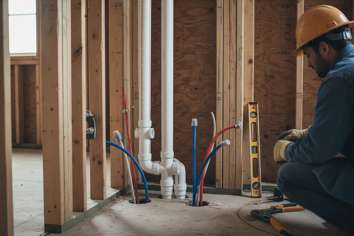 Drain and supply rough-in during Drain Cleaning in Inverness