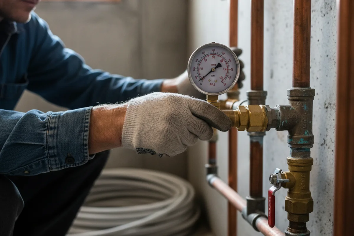 Pressure testing a repaired line during Water Line Repair in Inverness